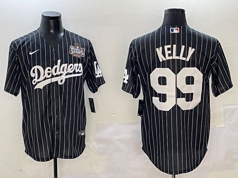 Men Los Angeles Dodgers #99 Kelly Black Stripe Jointly Name 2025 Nike MLB Jersey style 5